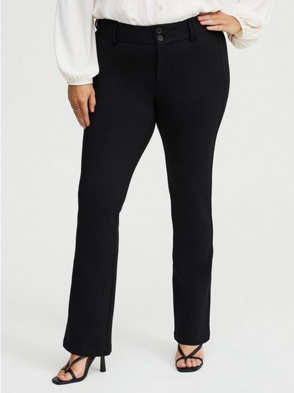Black Bootcut Pull-On Dress Pants